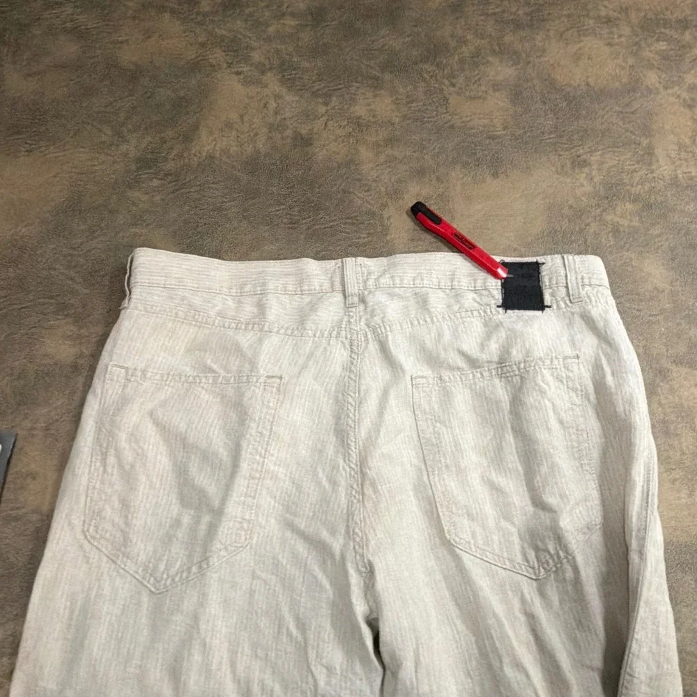 Hugo Boss Jacksons Pants Mens 38x34 Beige 100% Linen Straight Leg Trousers